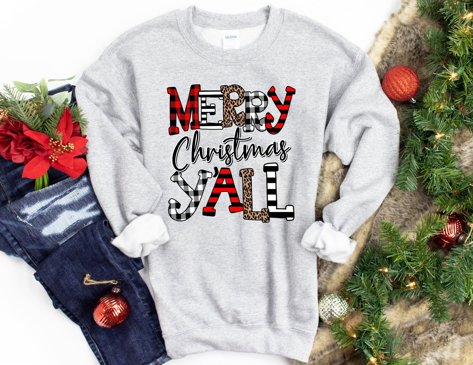 Merry Christmas Yall Christmas Sweater, Christmas Sweatshirt, Christmas Sweater, Funny Christmas Sweater, Christmas Gift T-Shirt Hoodie All Color Size S-5Xl