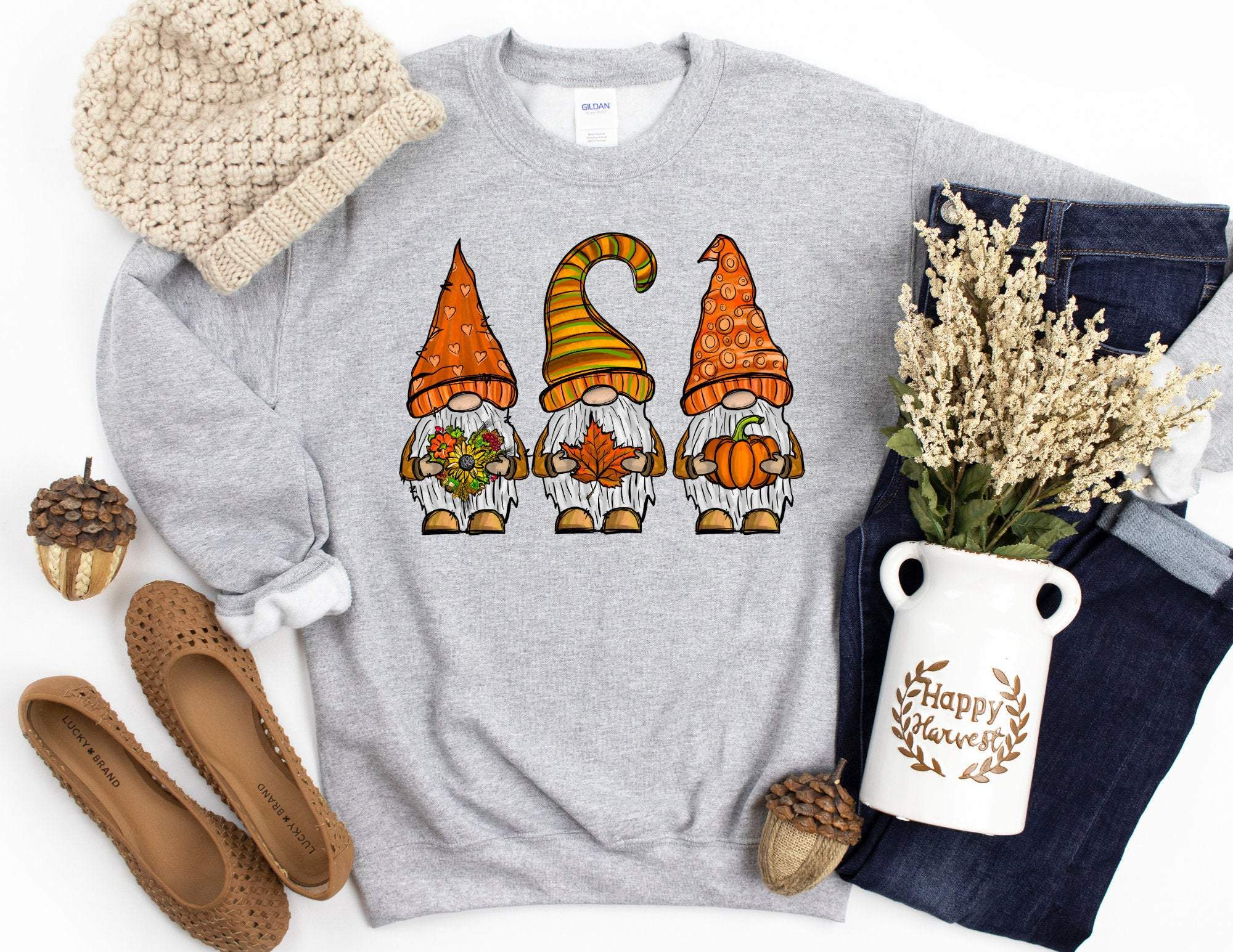 Fall Gnomes Sweater, Fall Pumpkin Sweatshirt, Thanksgiving Sweatshirt, Fall Sweater, Pumpkin Sweater, Gnomes Sweatshirt T-Shirt Hoodie All Color Size S-5Xl