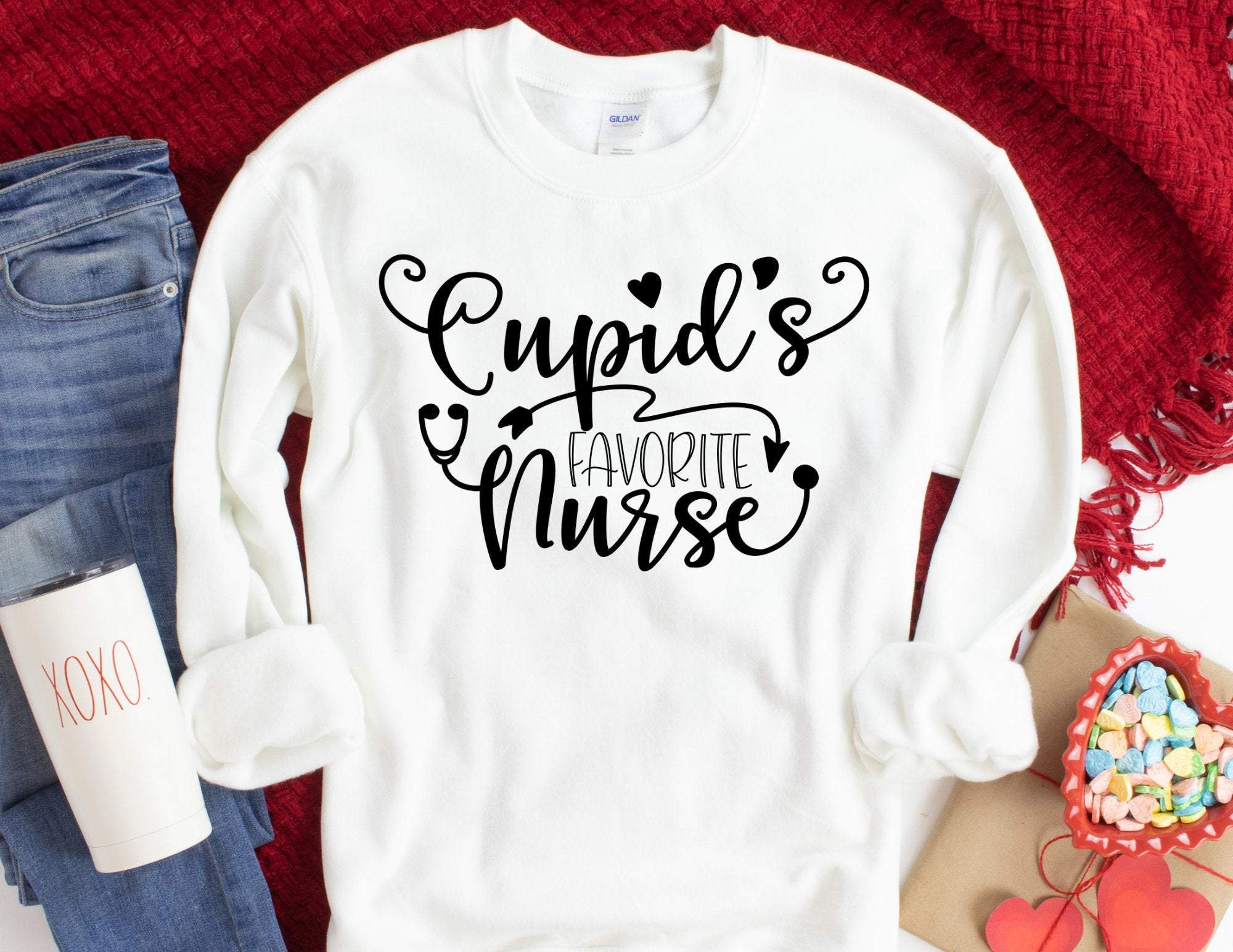 Cupid’S Favorite Nurse Sweatshirt, Valentine Nurse Sweatshirt, Nursing School Sweater, Gift For Nurse, Valentine’S Day Nurse Shirt T-Shirt Hoodie All Color Size S-5Xl