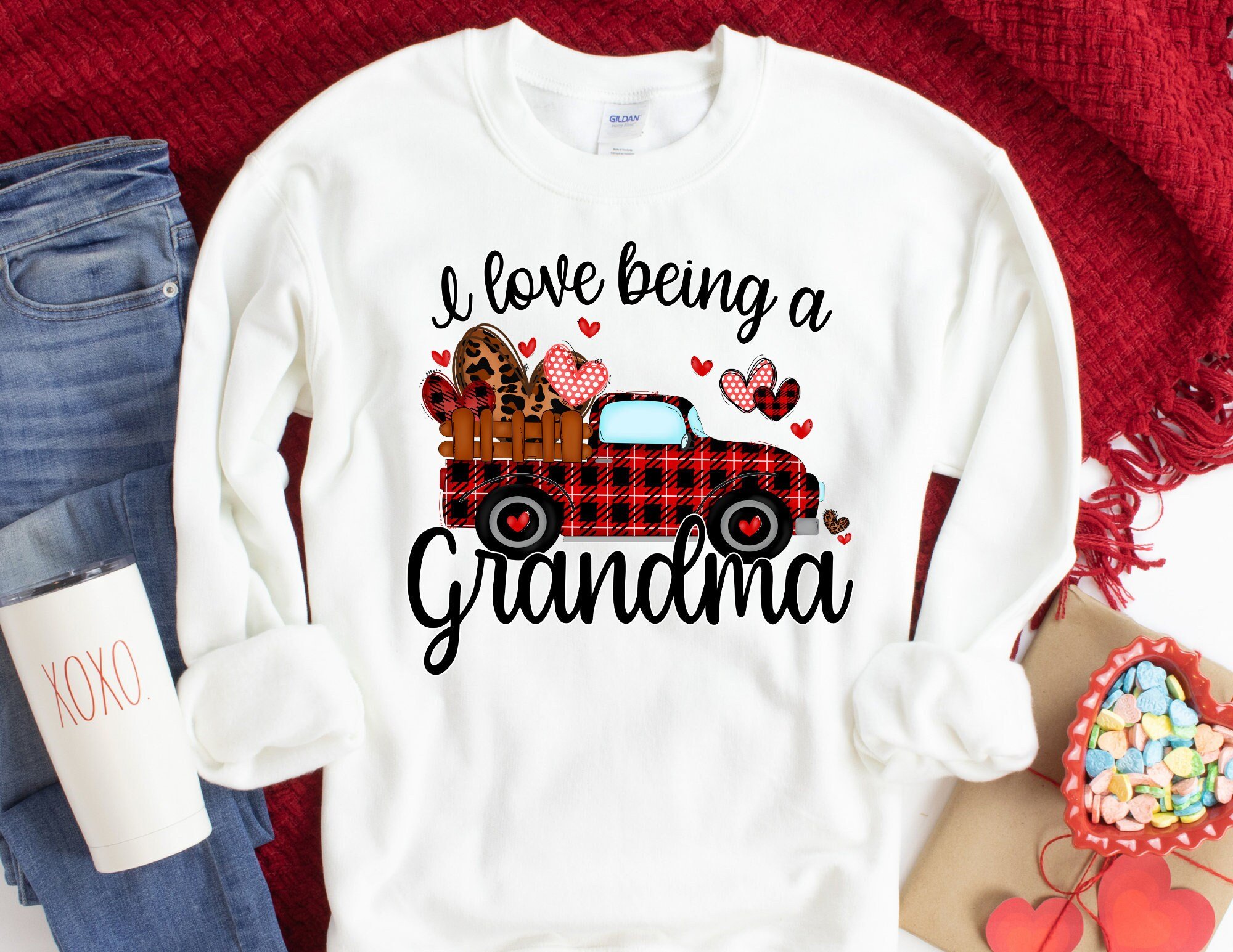 I Love Being A Grandma Sweater, Grandma Valentines Day Sweatshirt, Grandma Valentines Sweater, Valentines Day Shirt For Grandma T-Shirt Hoodie All Color Size S-5Xl