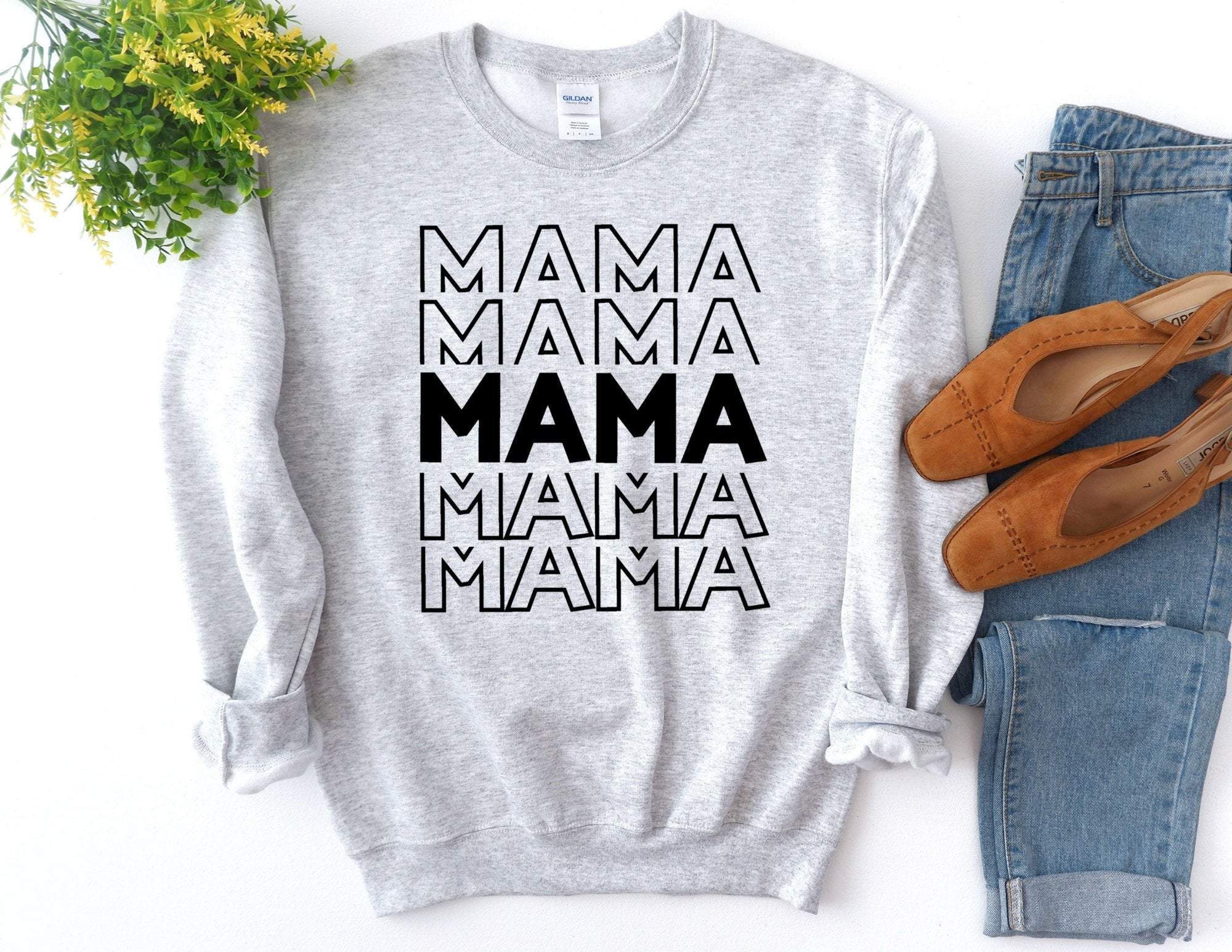 Mama Stacked Sweater, Mama Life Sweatshirt, Mom Sweater, Gift For Mom, Mom Gift, Mama Shirt, Mother’S Day Gift T-Shirt Hoodie All Color Size S-5Xl