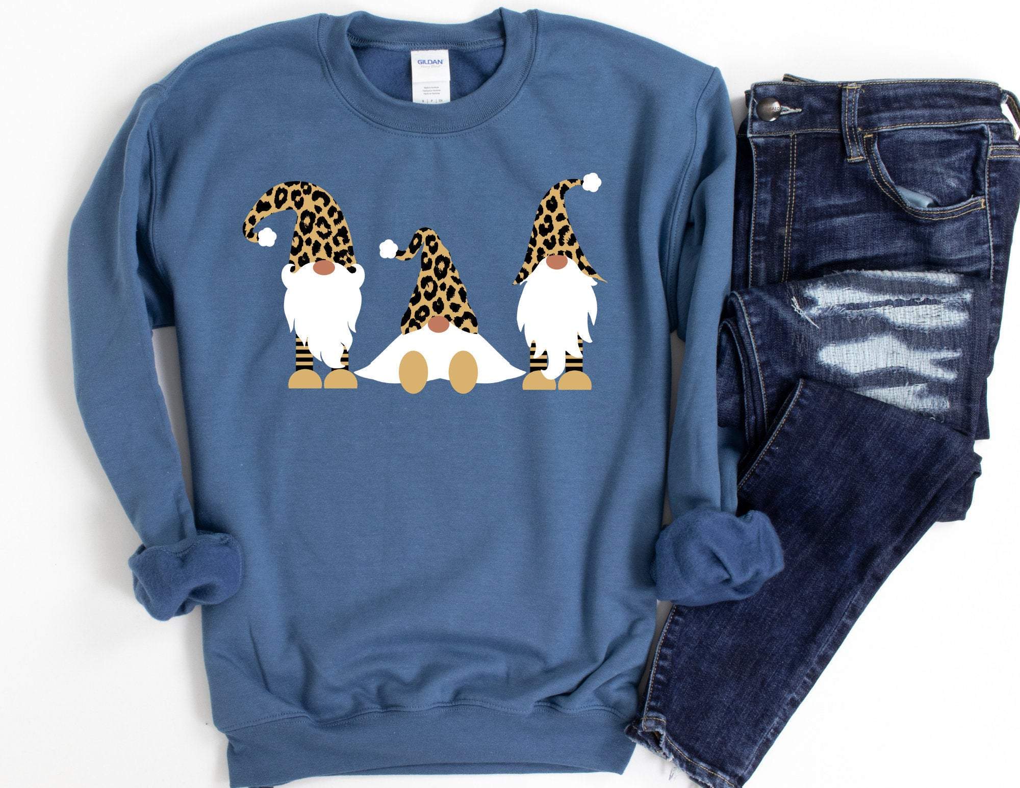 Leopard Gnome Sweatshirt, Gnome Sweater, Leopard Sweater, Cute Gnome Sweater, Gnome Gift T-Shirt Hoodie All Color Size S-5Xl