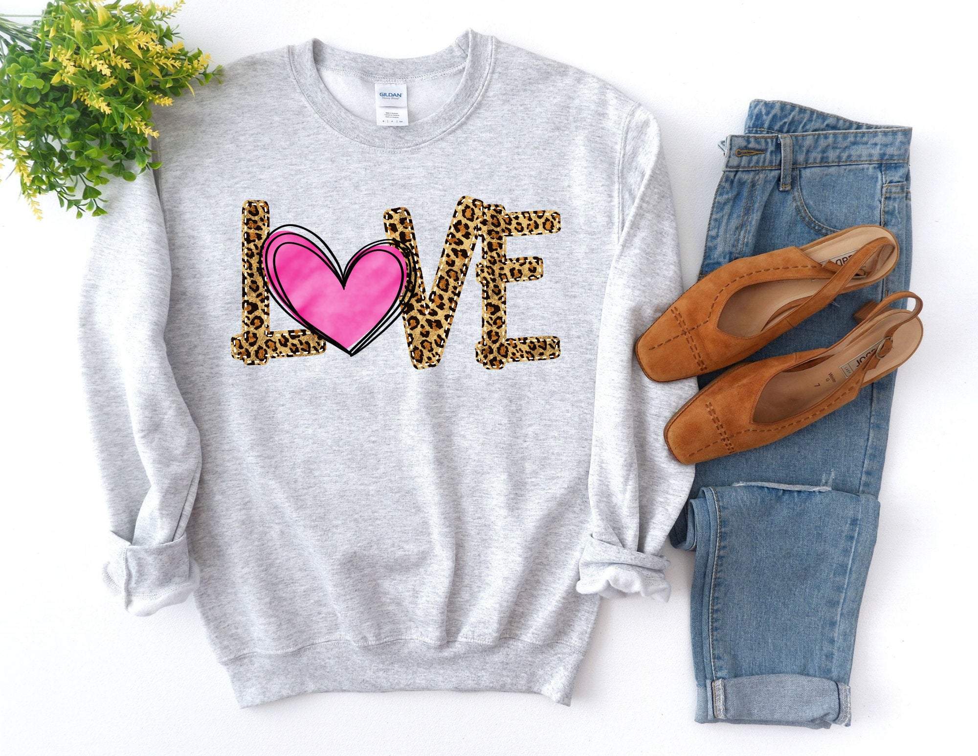 Love Leopard Sweater, Leopard Love Sweater, Valentines Day Sweatshirt, Valentines Day Gift, Happy Valentines Day Sweatshirt T-Shirt Hoodie All Color Size S-5Xl