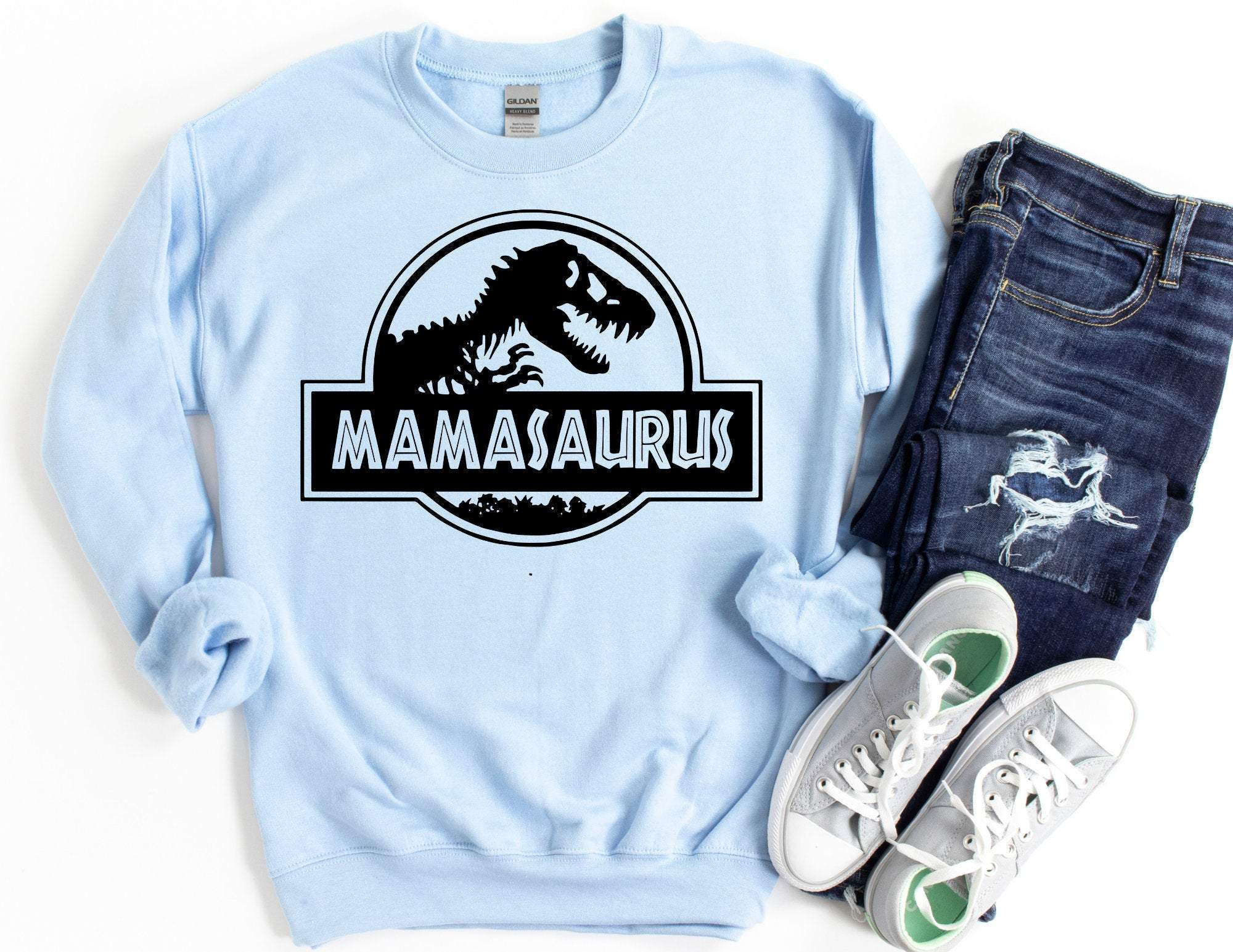 Mama Saurus Design 2 Sweatshirt, Mama Dinosaur Sweatshirt, Mom Sweater, Gift For Mom, Mom Gift, Mama Shirt, Mom Christmas Gift T-Shirt Hoodie All Color Size S-5Xl