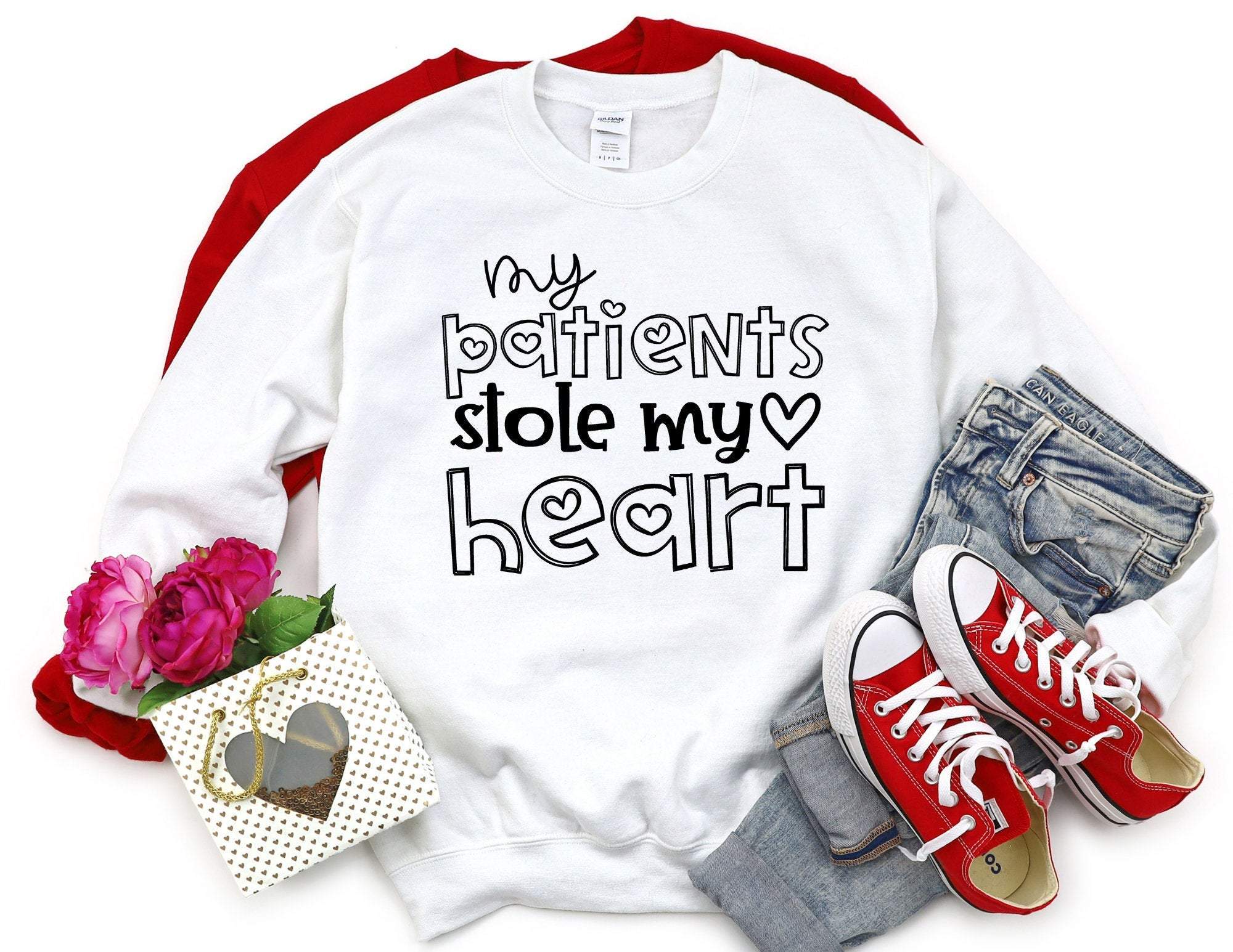 My Patients Stole My Heart Sweatshirt, Nursing Sweatshirt, Nursing School Sweater, Gift For Nurse, Hospital Nurse Sweater T-Shirt Hoodie All Color Size S-5Xl