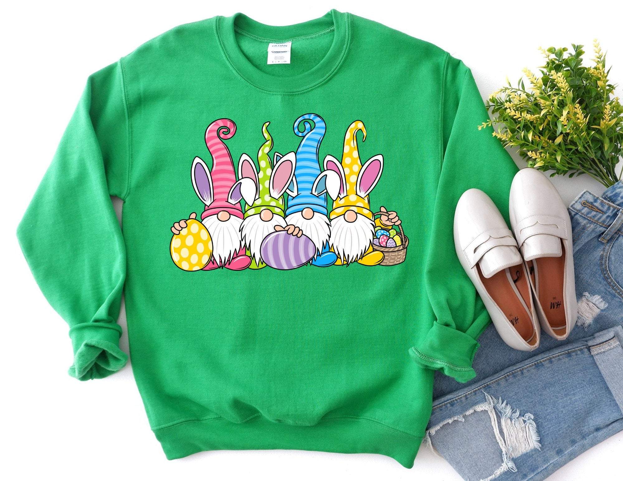 Bunny Gnome Sweatshirt, Easter Gnome Sweater, Happy Easter Sweatshirt, Easter Gift, Happy Easter, Gnome Easter Sweatshirt T-Shirt Hoodie All Color Size S-5Xl