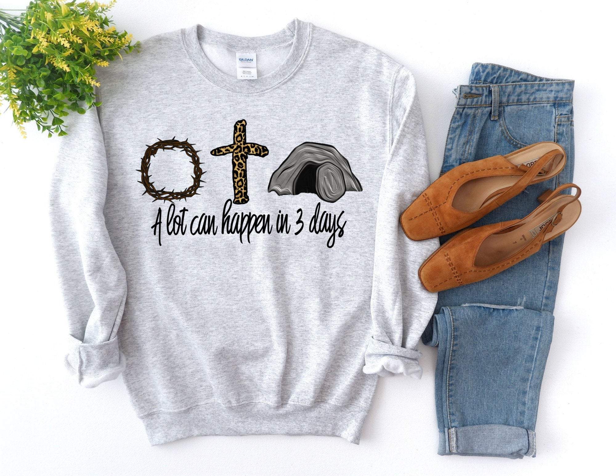 A Lot Can Happen In Three Days Sweatshirt, Jesus Sweatshirt, Easter Sweater, Happy Easter Sweatshirt, Easter Gift, Happy Easter T-Shirt Hoodie All Color Size S-5Xl