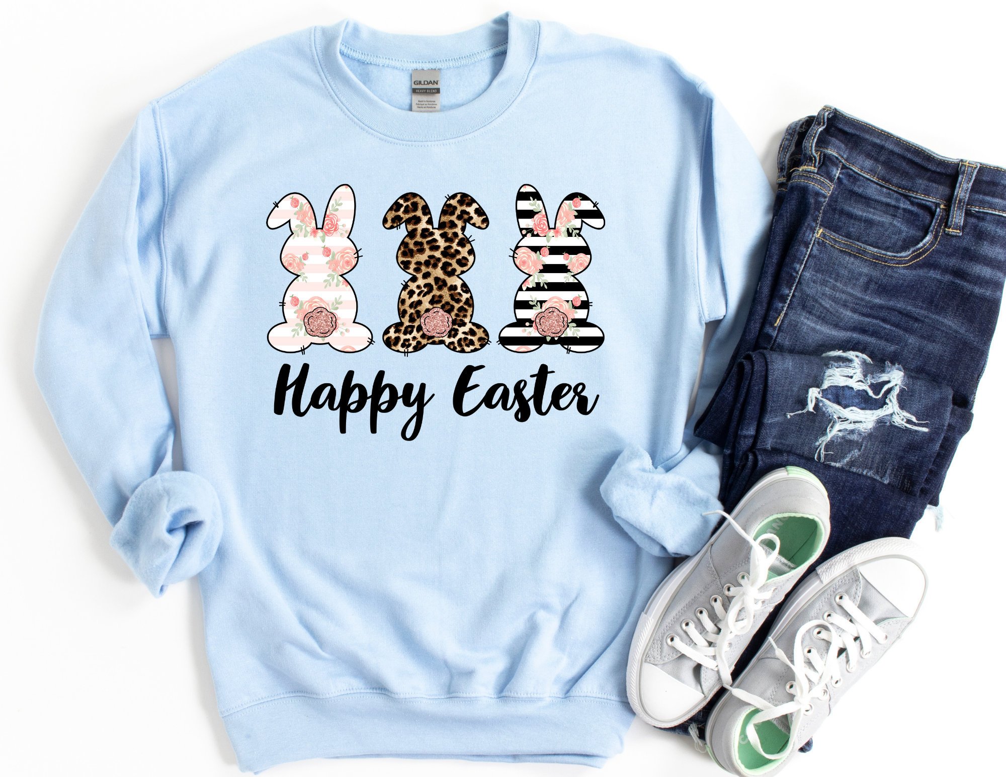 Happy Easter Sweatshirt, Happy Easter Sweater, Easter Bunnies Sweatshirt, Easter Gift, Happy Easter, Easter Sweatshirt T-Shirt Hoodie All Color Size S-5Xl