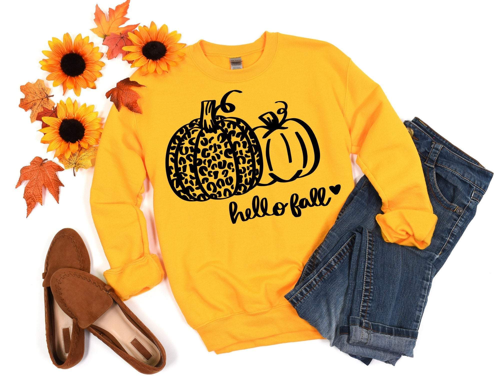 Hello Fall Sweatshirt Fall Sweatshirt Fall Pumpkin Sweater Pumpkin Sweatshirt Fall Time Sweatshirt Fall T-Shirt Hoodie All Color Size S-5Xl