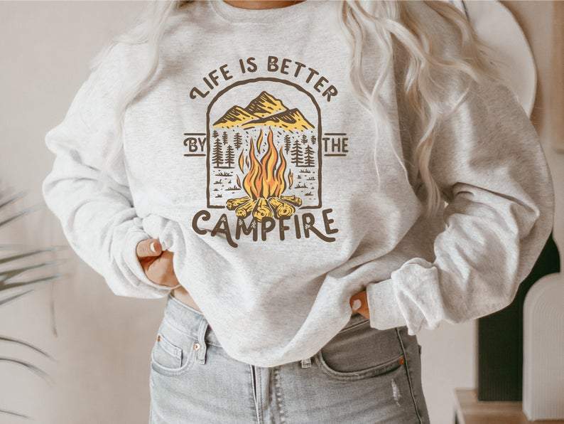 Campfire Sweatshirt – Camping Shirt – Camping Crew Tshirts – Camp Sweater – Hiking Tee – Family Camp – Cozy Campfire Hoodie – Outdoors