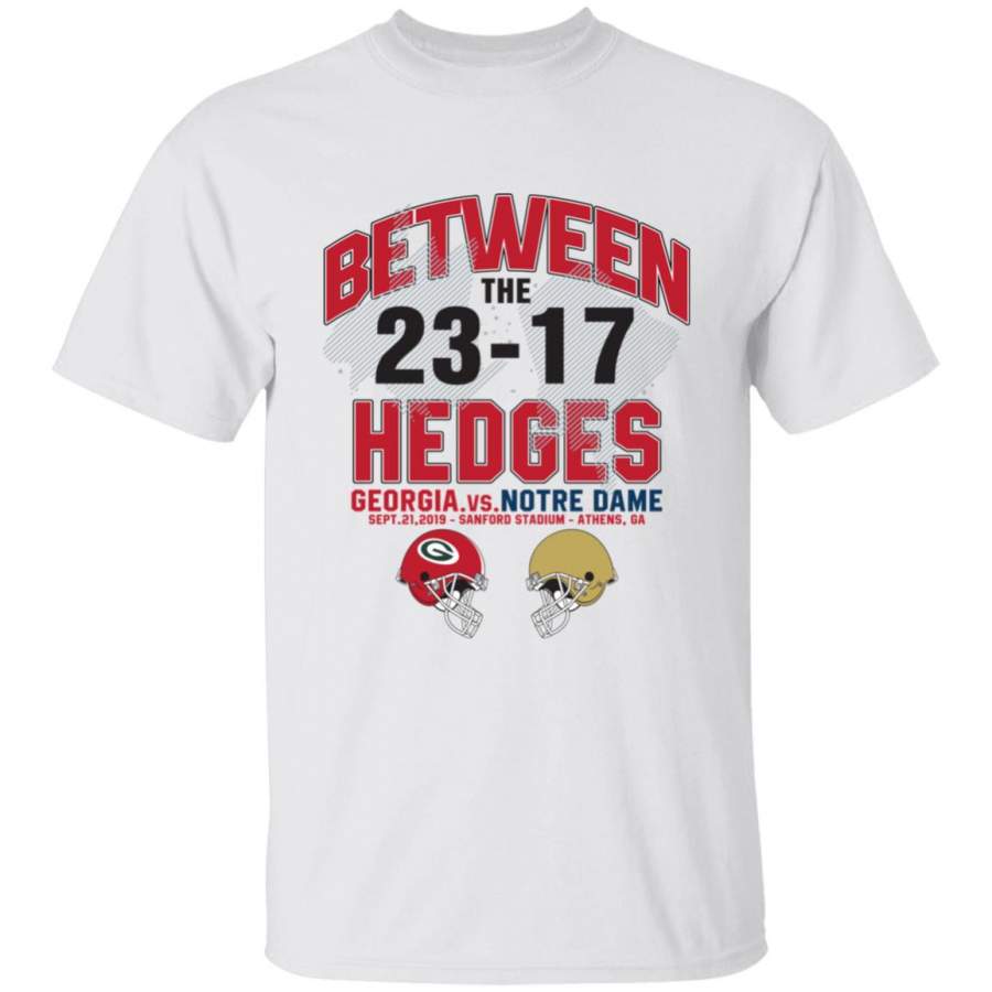 Champion white georgia bulldogs vs. Notre dame fighting irish 2019 football score shirt