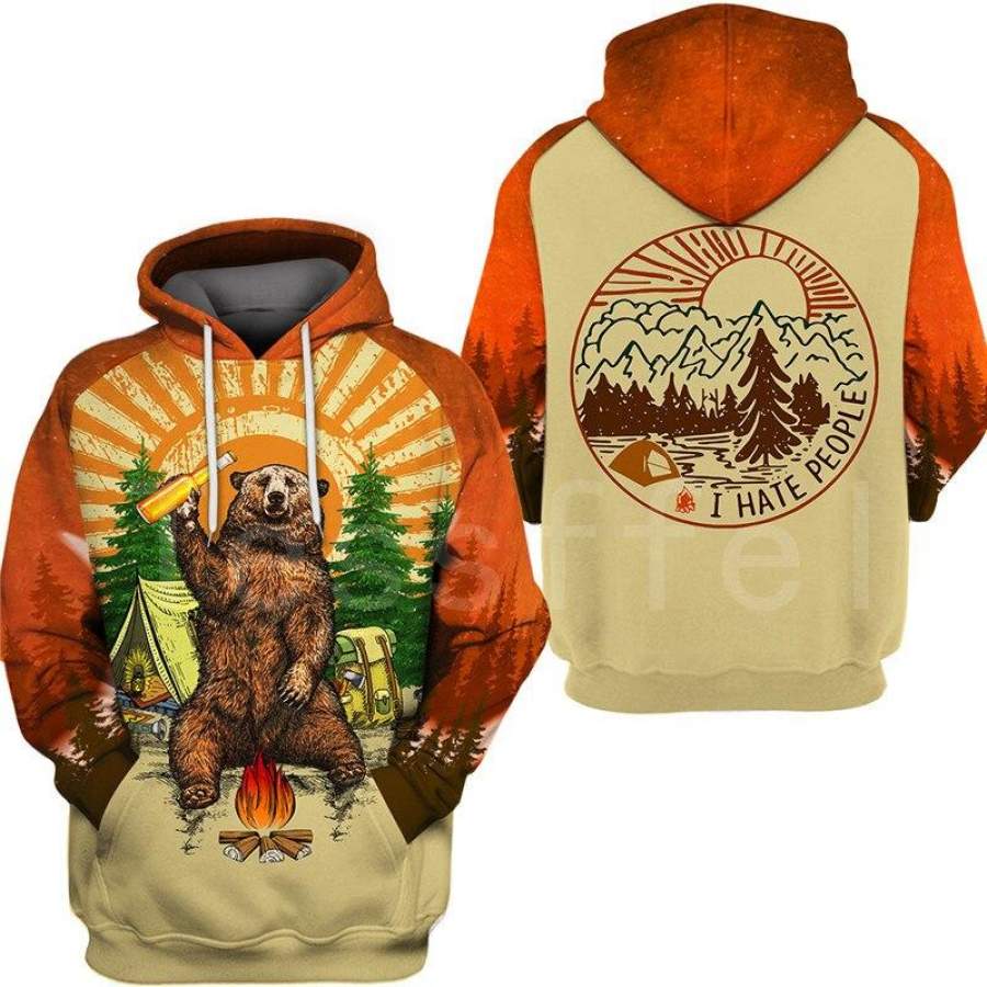 Bear Hunting Camping Funny Zipper/Hoodies/Sweatshirts/Jacket for Men/Women