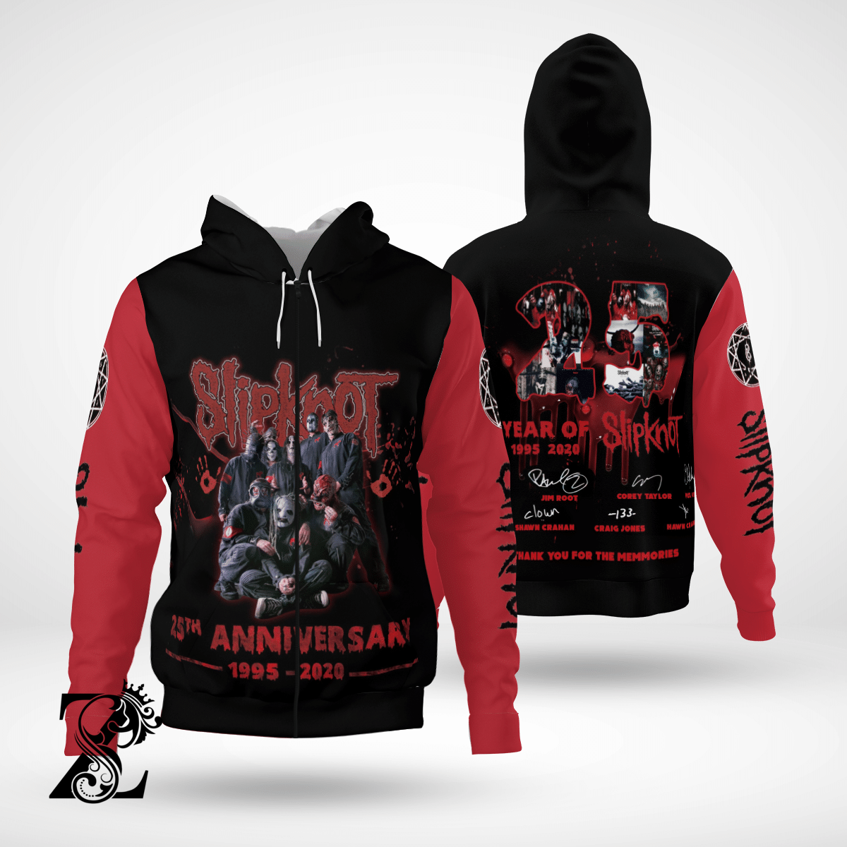 Slipknot 25Th Anniversary All Members Signatures Legend For Fan 3D Shirt