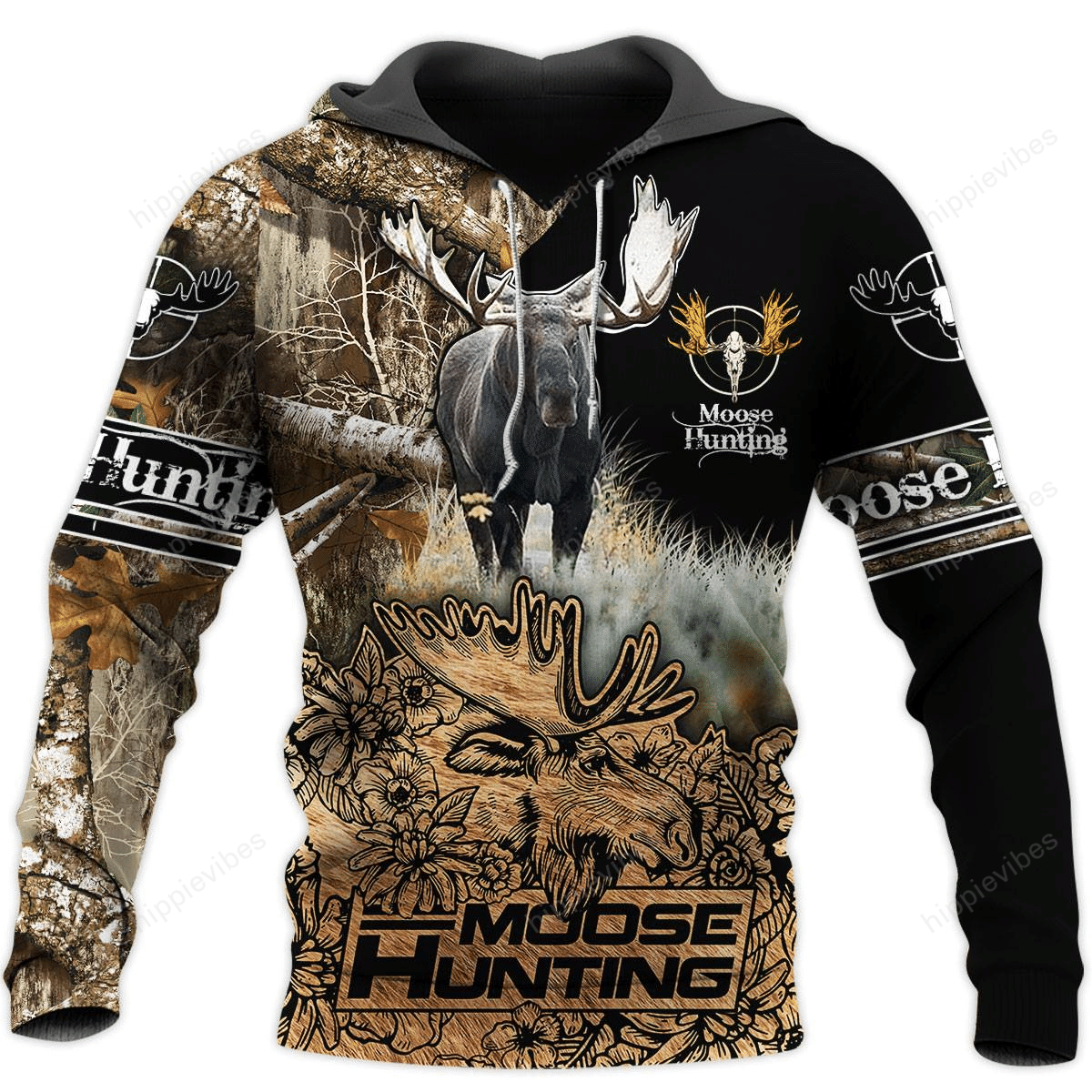 Beautiful Moose Hunting Brown Camo 3D All Over Printed Hoodie