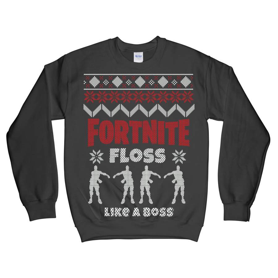 Fortnite Floss Like a Boss Ugly Christmas Sweatshirt Adult size