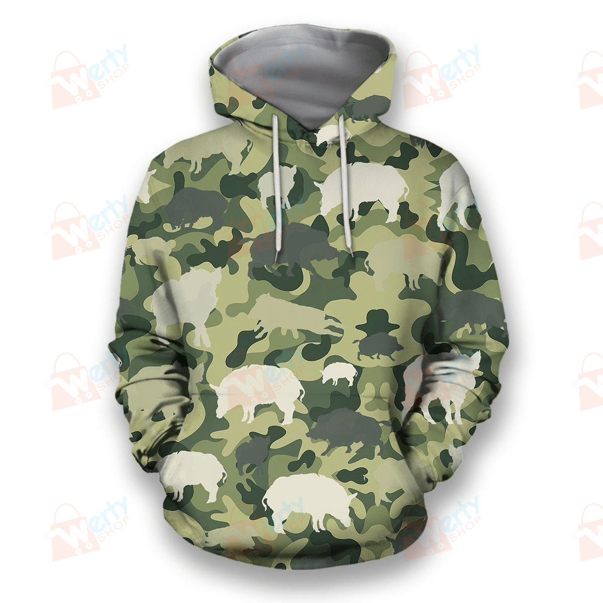 All Over Printed Hunting Boar Camo Hoodie 230989AO