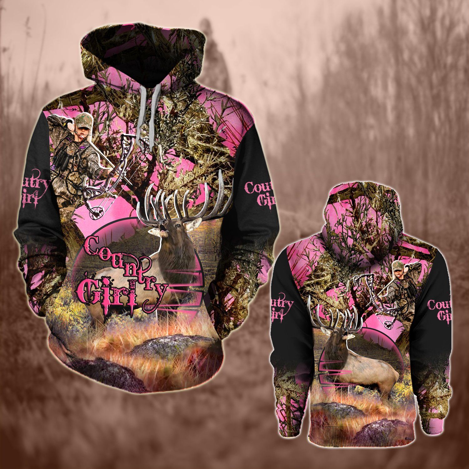 COUNTRY GIRL HUNTING HOODIE 3D ALL OVER PRINT HN2701156