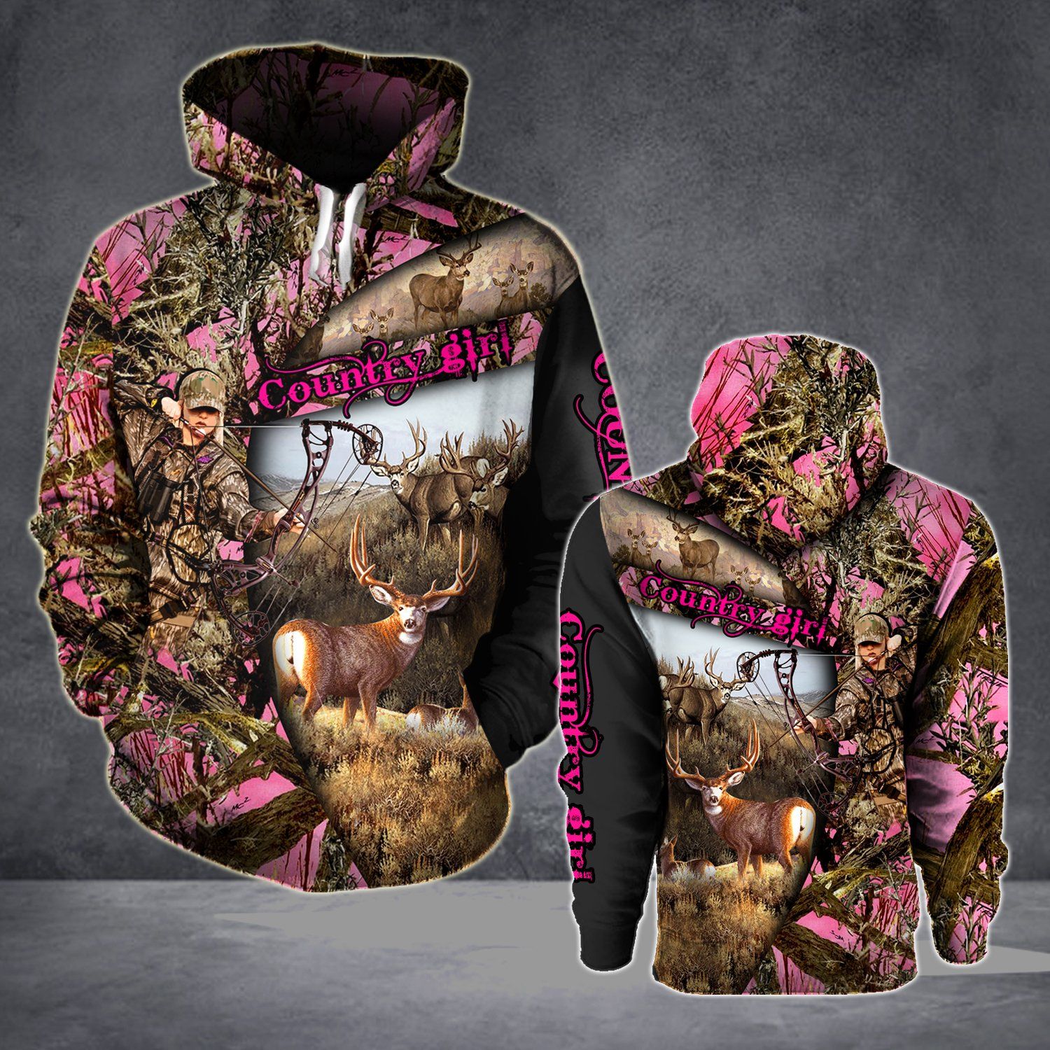 COUNTRY GIRL HUNTING DEER HOODIE 3D ALL OVER PRINT HN2701164