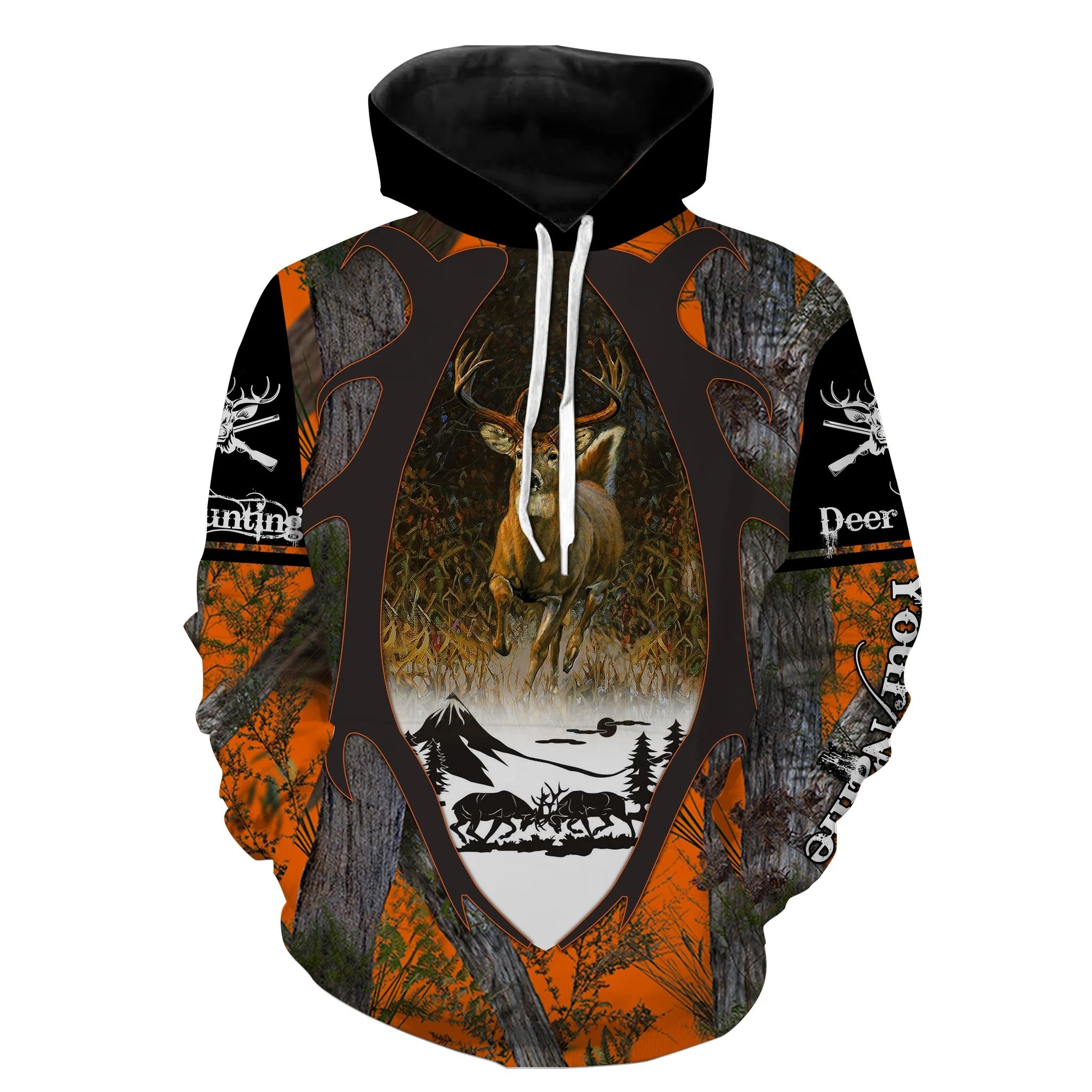 741THHHT – Deer hunting Orange camouflage Shirts, Hoodie, Long sleeve Customize Name 3D full printing – Personalized hunting gifts