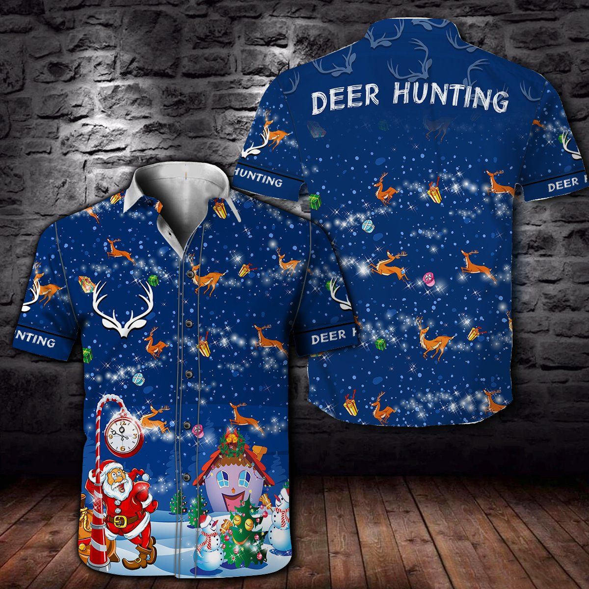 414THHHT-DEER HUNTING CHRISTMAS CHEMISE HAWAII SHIRT