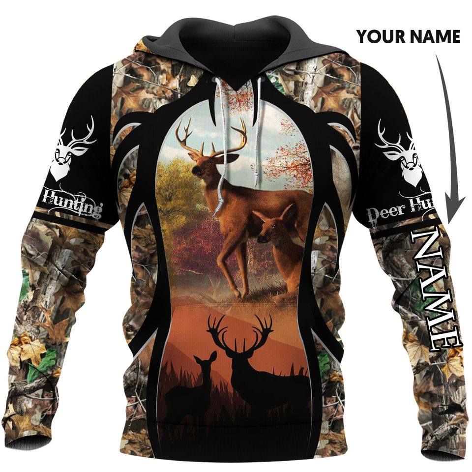 446THHHT-DEER HUNTING CAMO PERSONALIZED HOODIE