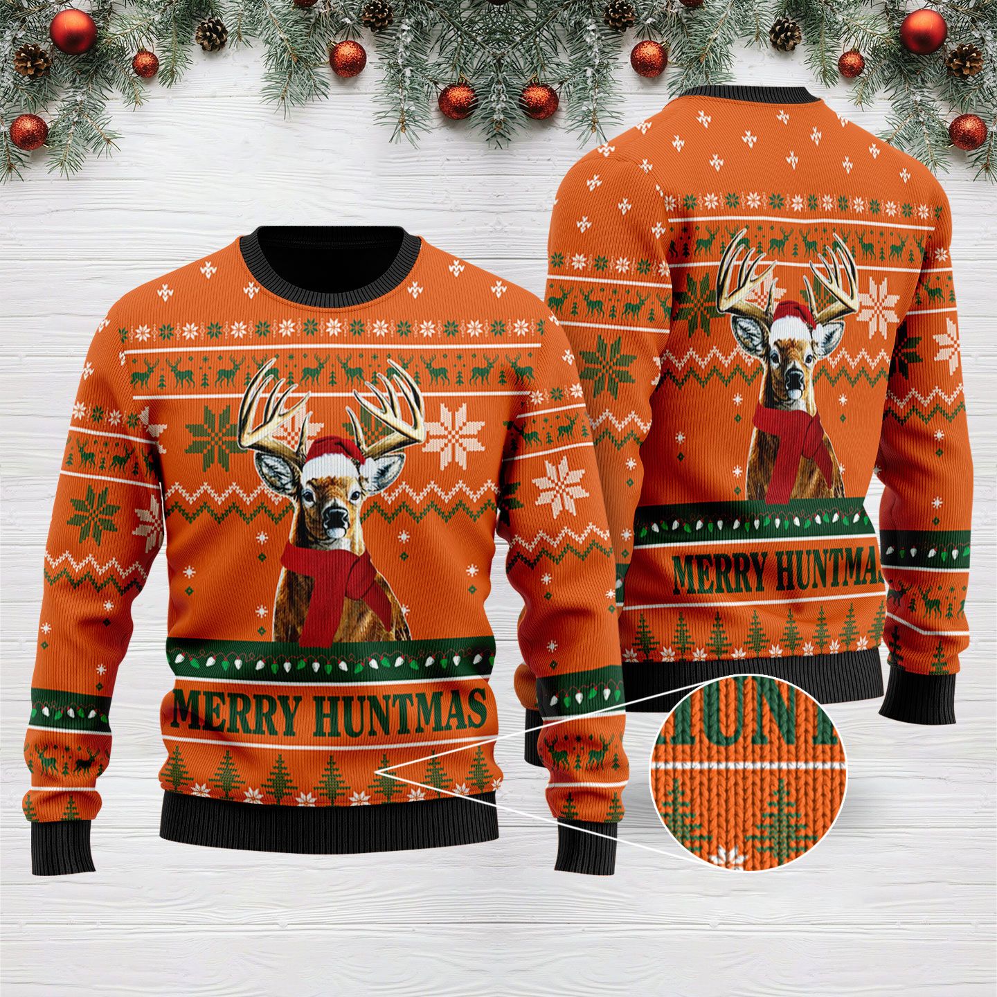 504THHHT-Sweater Deer Hunting Merry Huntmas For Christmas Gift