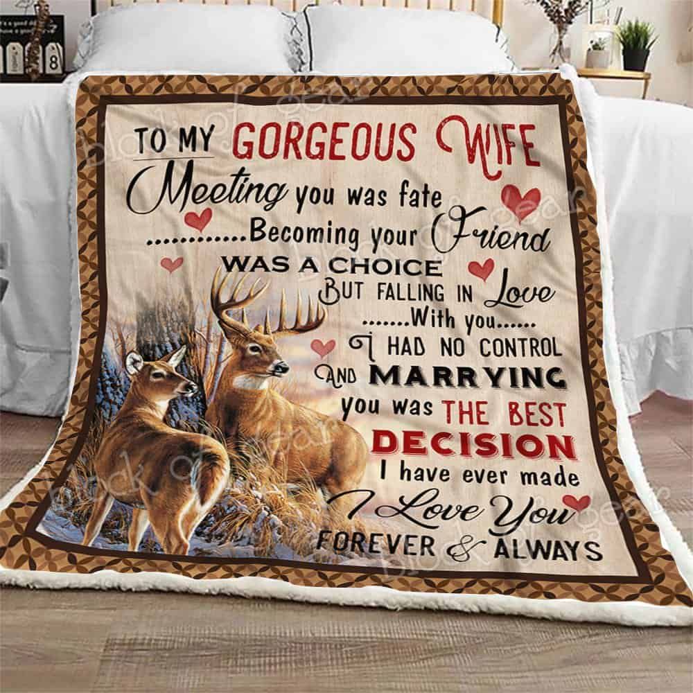 519THHHT – To My Wife ?C Deer hunting SHERPA Blanket