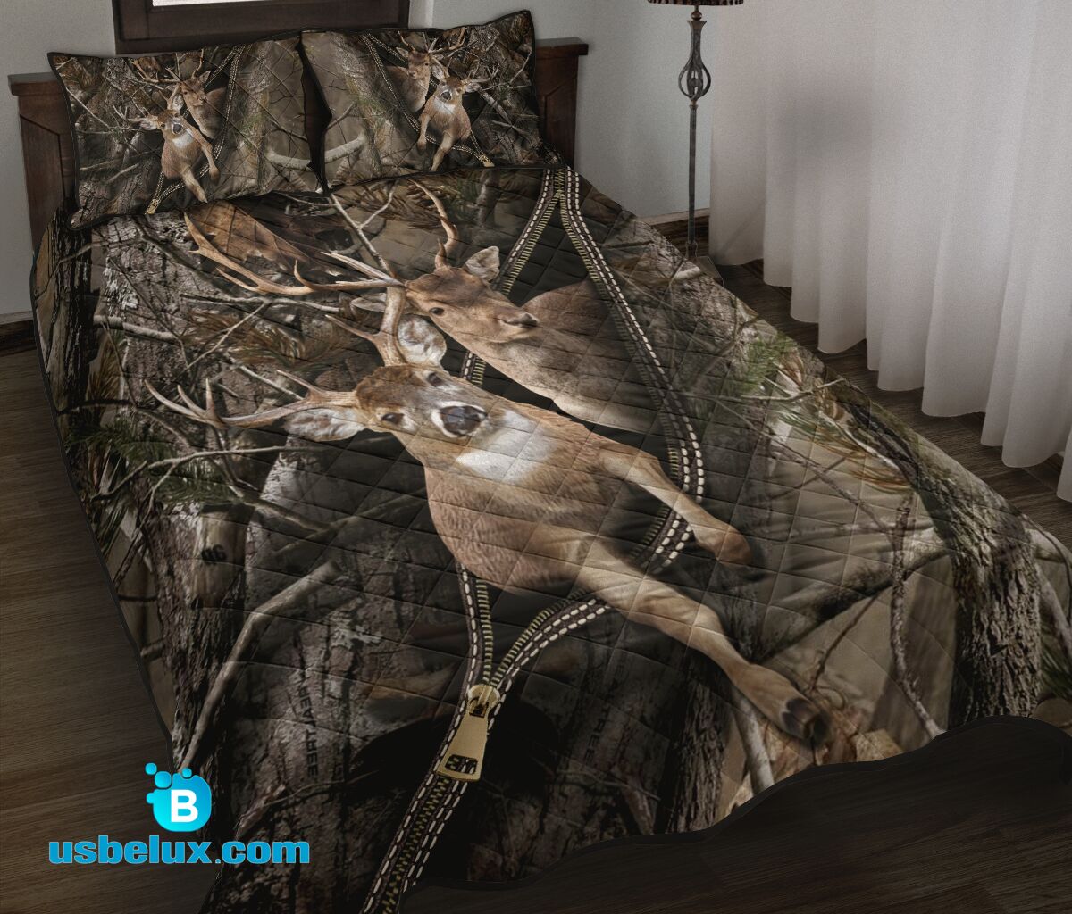 679THHHT – DEER HUNTING ZIP PATTERN QUILT BED SET