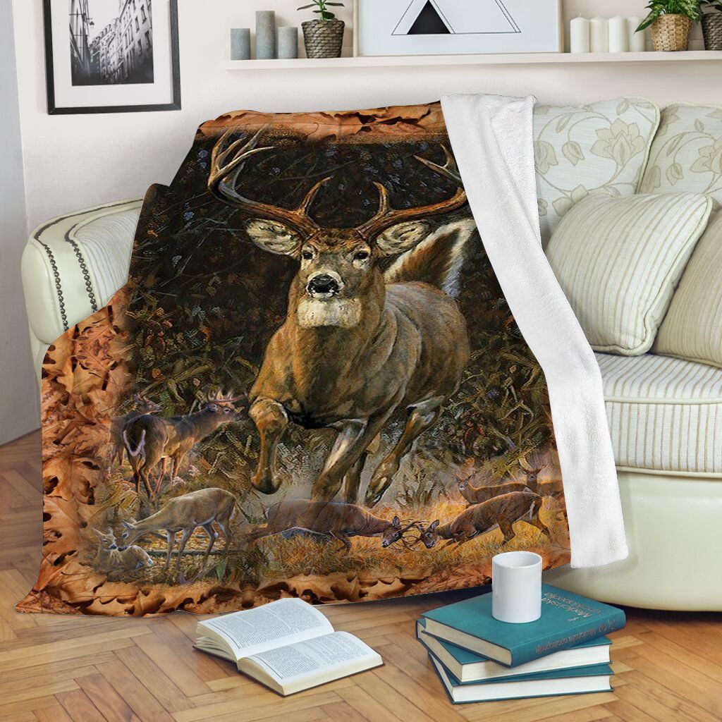 710THHHT – Whitetail Deer hunting Buck hunting fleece blanket, Gift for Deer hunter