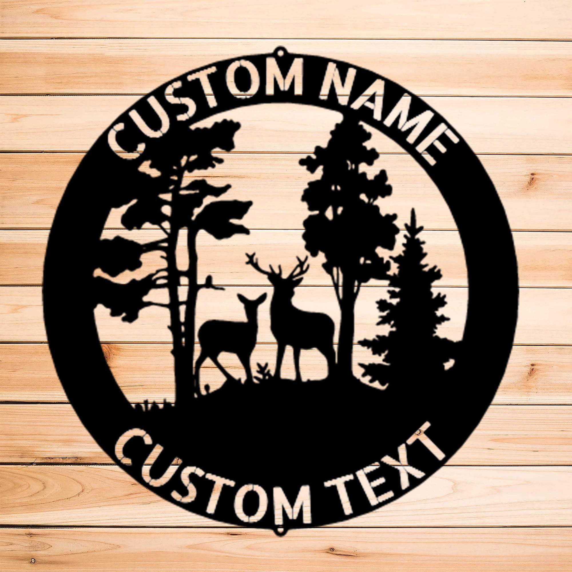 Deer Scene Personalized Indoor Outdoor Steel Wall Art Sign Birthday Wedding Anniversary Day Dad He Shed Man Cave Garage Hunting Lodge