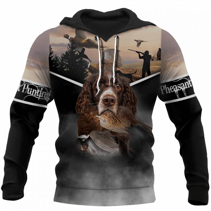 B21021 Pheasant Hunting Springer Spaniel Hoodie