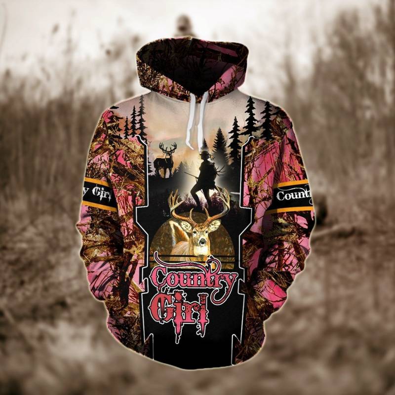 Country Girl Hunting Deer Camo Pink DDT300496 Hoodie