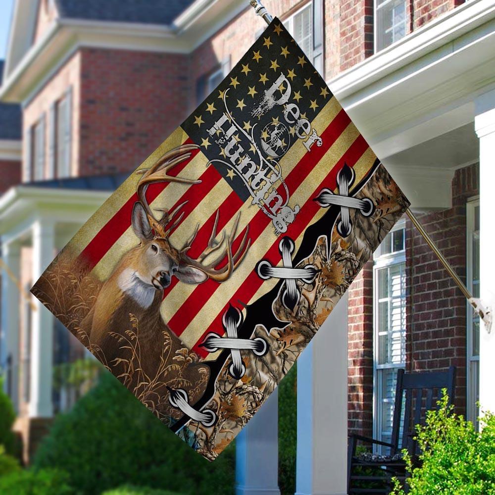 Deer Hunting Dear 3D Printed American Flag, Garden Flag, House Flag, Yard Flag, Outdoor Flag Decor