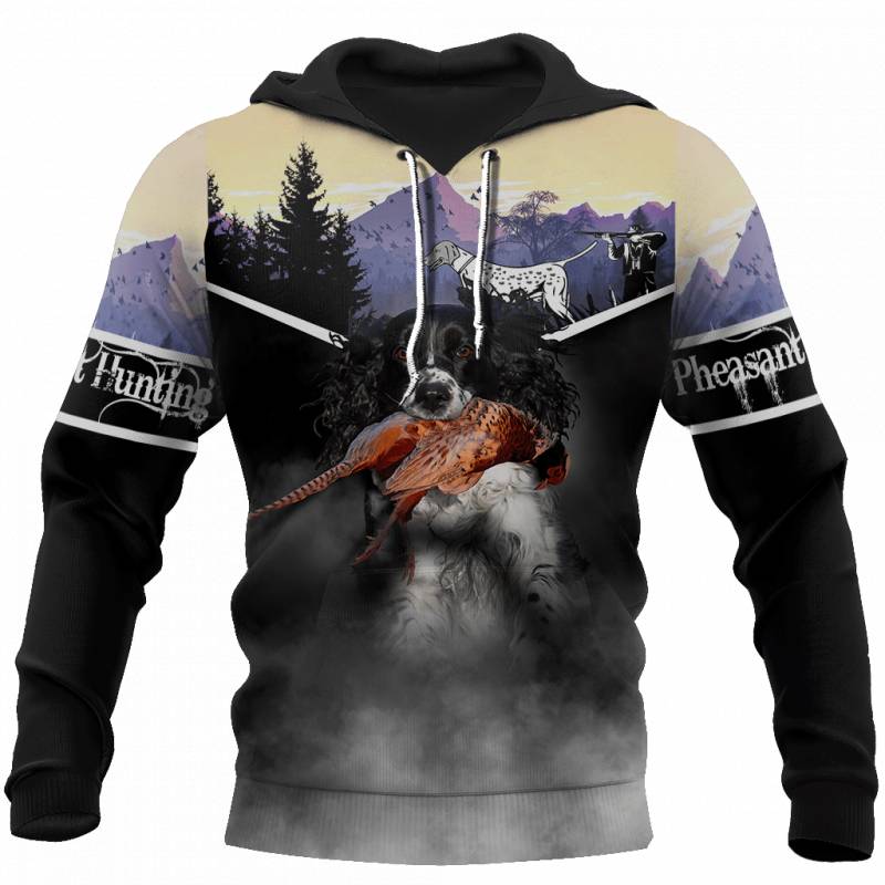 B21027 Pheasant Hunting Springer Spaniel Hoodie