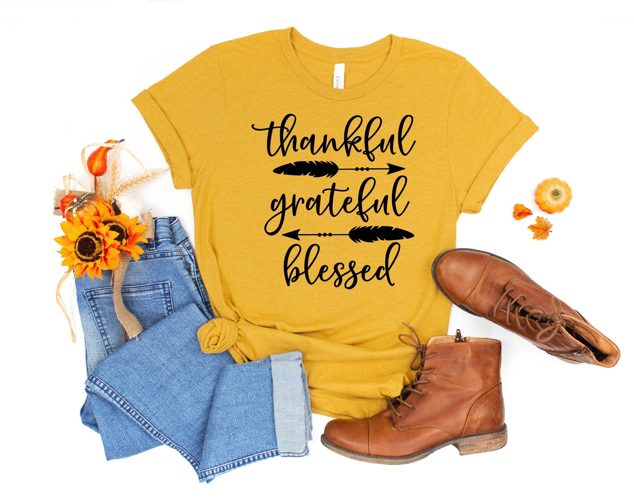 Thankful Grateful Blessed With Arrow Shirt, Blessed Shirt, Thankful Shirt, Blessed Tee, Thanksgiving Shirt, Christian Shirt