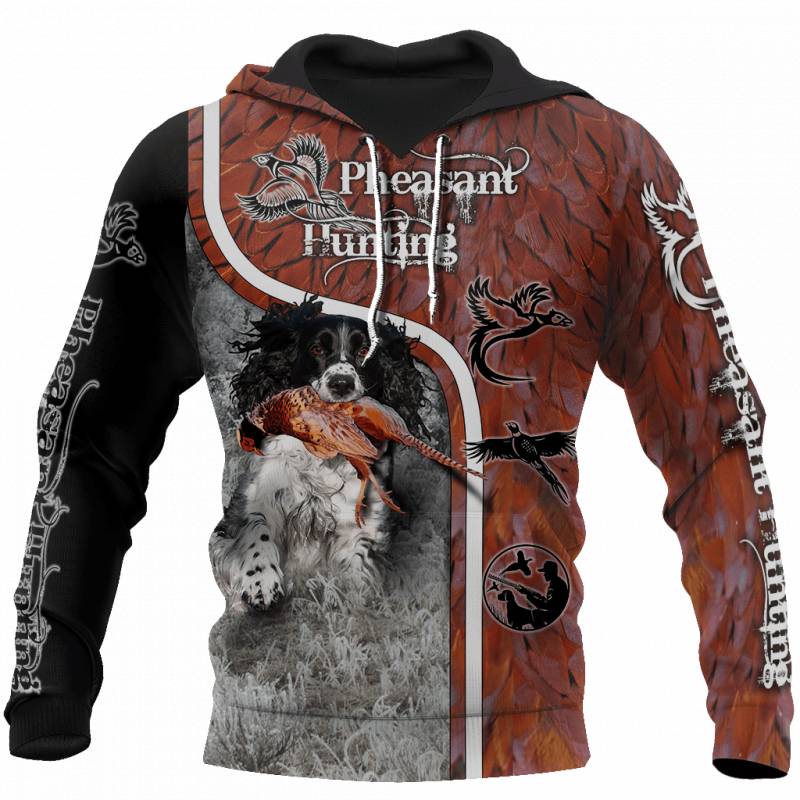 B21022 Pheasant Hunting Springer Spaniel Hoodie