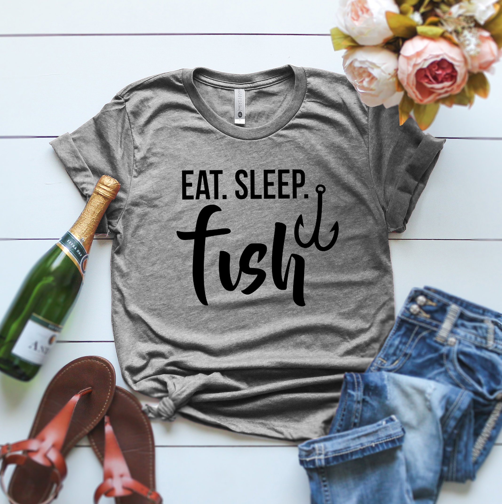 Eat Sleep Fish T-Shirt, Fishing Shirt, Eat Sleep Funny Shirt, Men'S Fishing Shirt, Hunting Fish T Shirt, Fisherman T-Shirt, Gift For Him