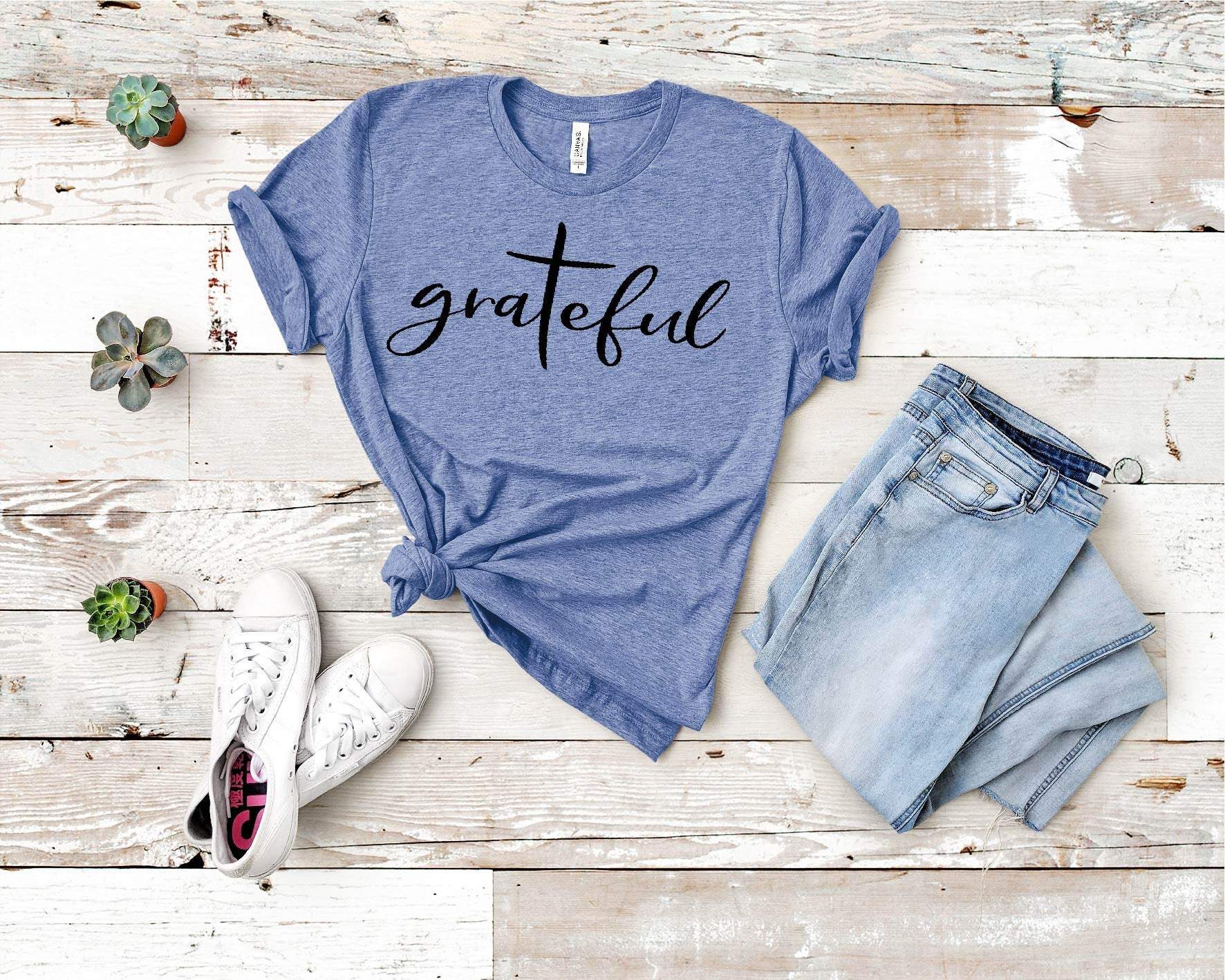 Grateful Shirt,Christian Shirt, Women'S Grateful Tshirt,Grateful Tshirt,Inspirational Shirt,Thankful Grateful Blessed,Gift For Her,Gift Idea