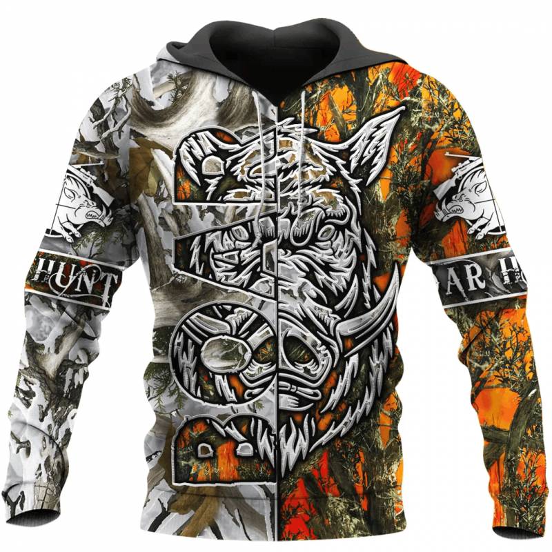 Boar Hunting Art464 Camo Hoodie