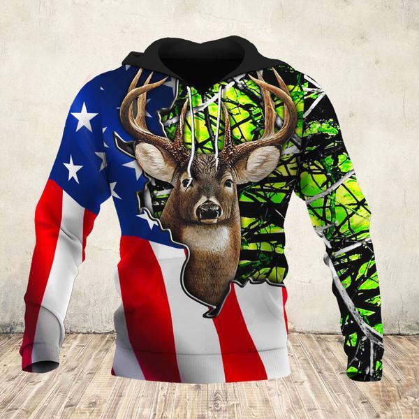 Flag Hunting Crack Green 3D All Over Print, Unisex 3D Hoodie T Shirt Plus Size S-5Xl