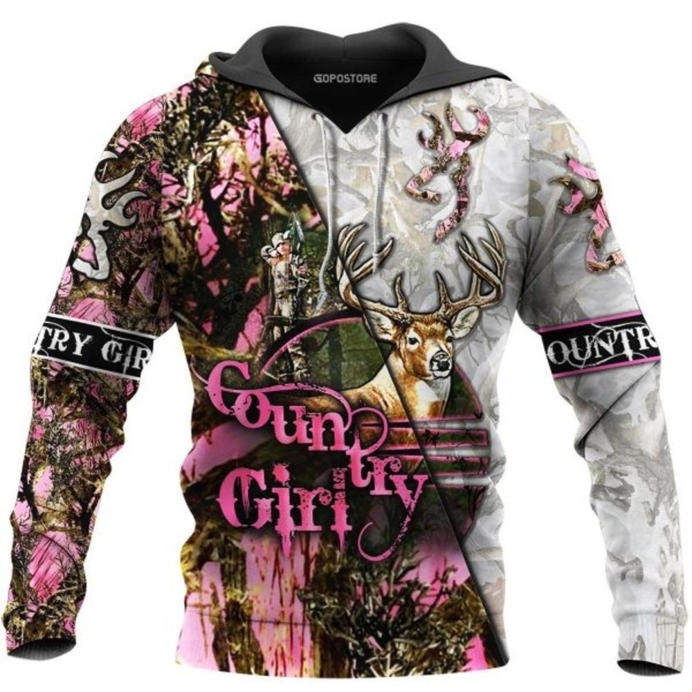 Deer Hunting Country Girl 3D All Over Print, Unisex 3D Hoodie T Shirt Plus Size S-5Xl