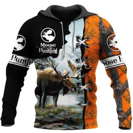 Moose Hunting Camo 3D All Over Print, Unisex 3D Hoodie T Shirt Plus Size S-5Xl