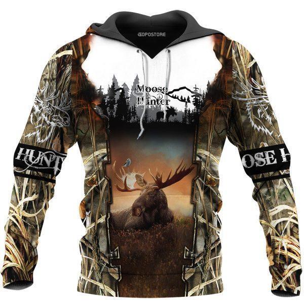 Hunting – Moose Hunter 3D All Over Print, Unisex 3D Hoodie T Shirt Plus Size S-5Xl