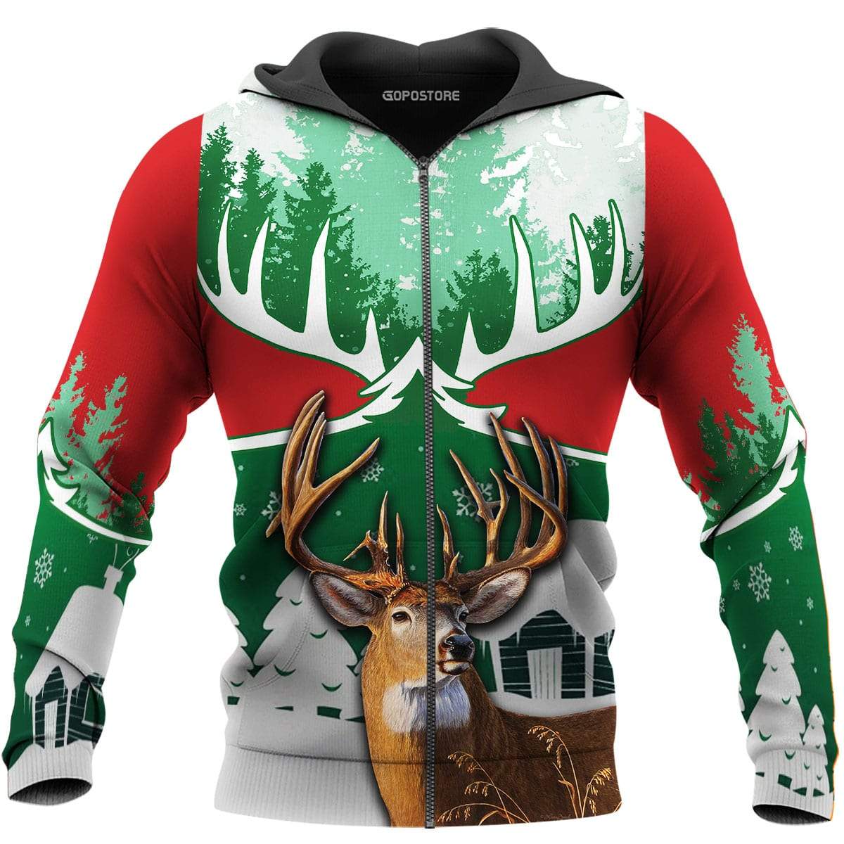 Christmas Deer Hunting 3D All Over Print, Unisex 3D Hoodie T Shirt Plus Size S-5Xl