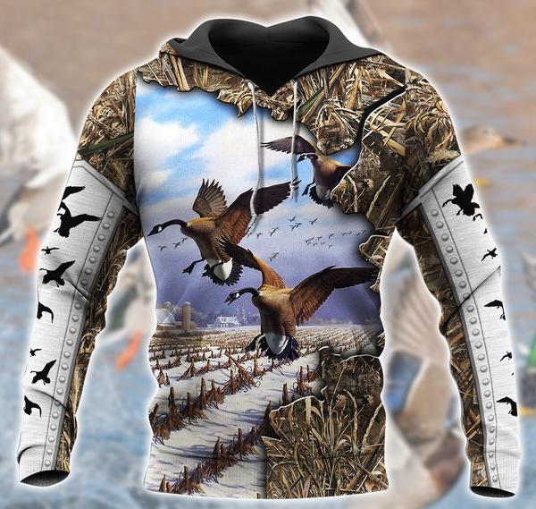 Goose Canada Hunting Huntbeus 3D All Over Print, Unisex 3D Hoodie T Shirt Plus Size S-5Xl