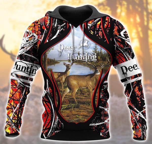 Deer Hunting Lava 3D All Over Print, Unisex 3D Hoodie T Shirt Plus Size S-5Xl