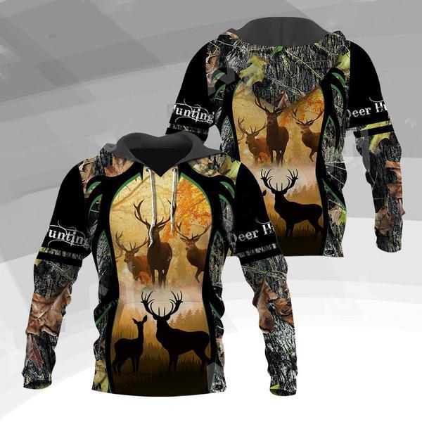 Deer Hunting Loop 3D All Over Print, Unisex 3D Hoodie T Shirt Plus Size S-5Xl