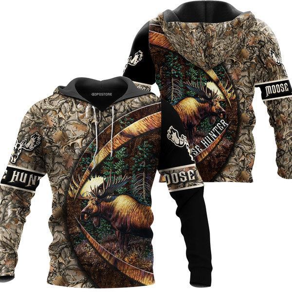 Moose Hunting 3D All Over Print, Unisex 3D Hoodie T Shirt Plus Size S-5Xl