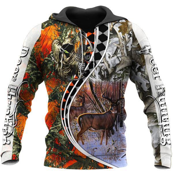 Hunting – Deer Polk Dots Curve 3D All Over Print, Adult Unisex 3D Hoodie T Shirt Plus Size S-5Xl