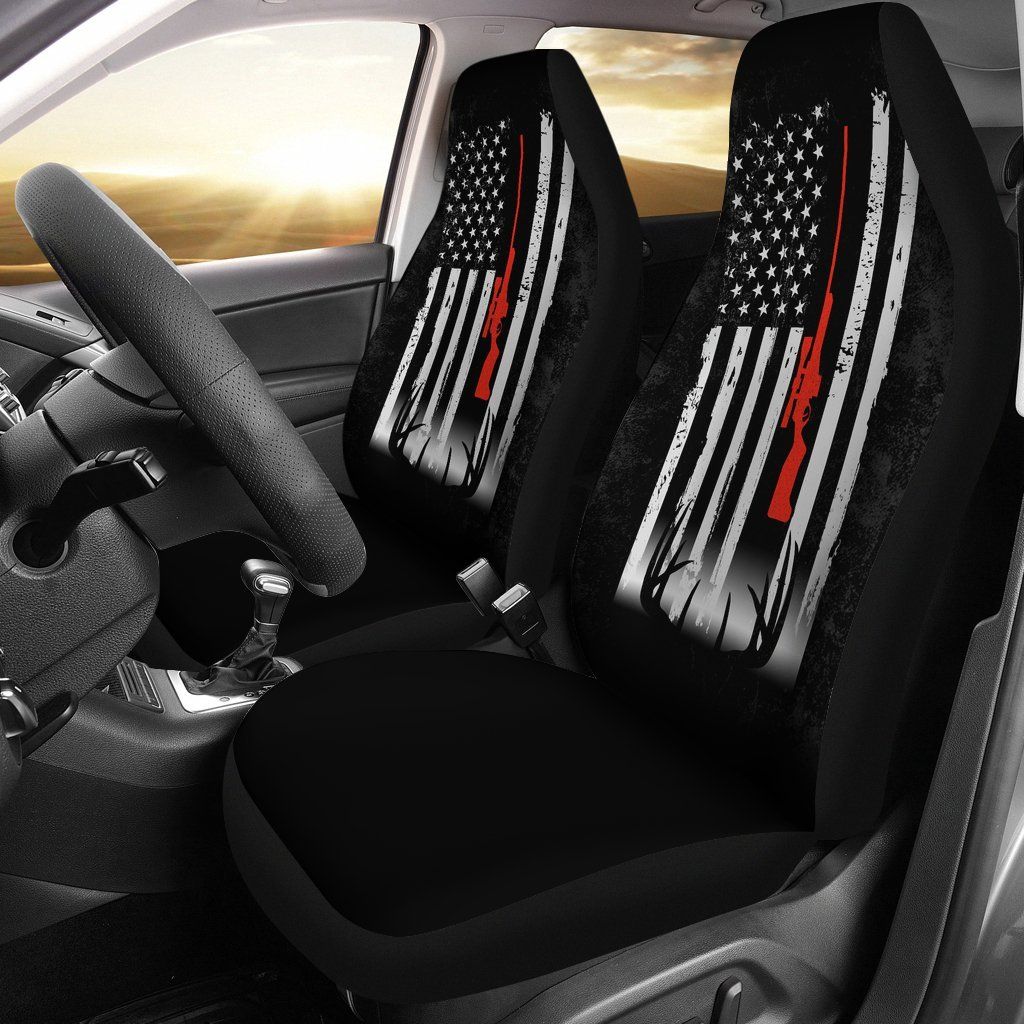 American Flag Deer Hunting Car Seat Covers (Set of 2)